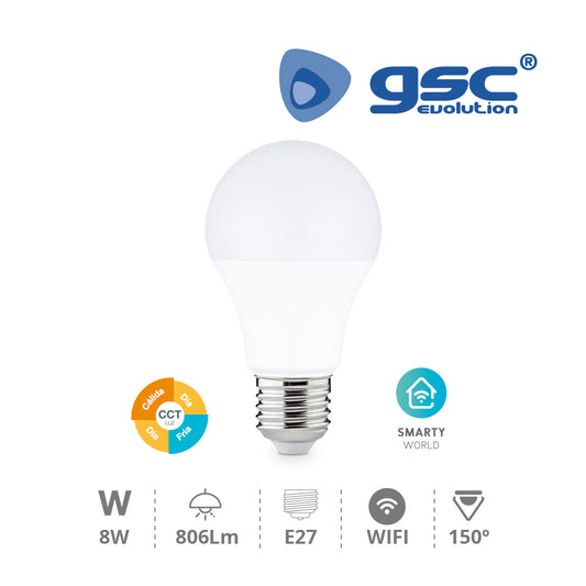 "Smart standard bulb 8W E27 2700-6500K Dimmable"